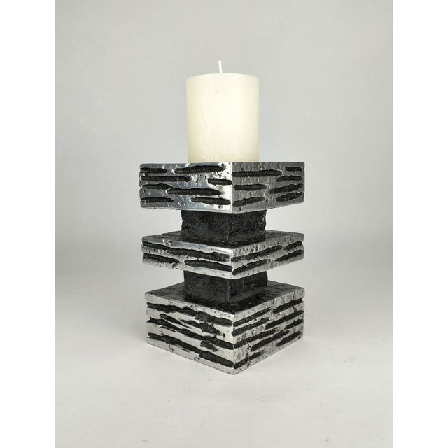 Brutalist Aluminum Candlestick, 1970 For Sale - Image 5 of 13