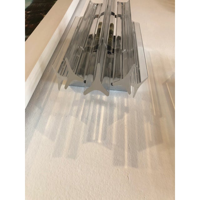 Vintage Hollywood Regency Chrome and Lucite Lucite Wall Light Sconces - A Pair For Sale - Image 9 of 12