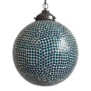 Caribbean Blue Mosaic Globe Pendant Light Large