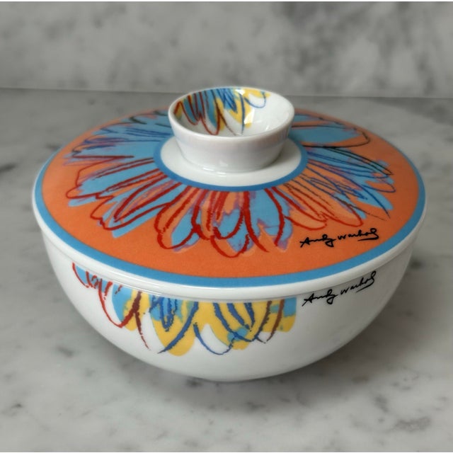This ultra chic vintage Rosenthal Germany porcelain 2 part flower bowl is a design of Andy Warhol and executed after Andy...