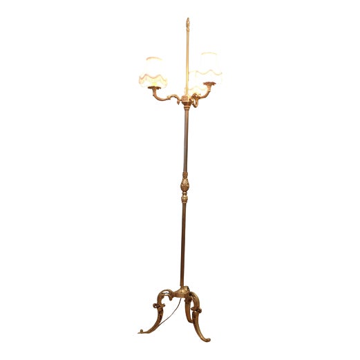 Rococo Brass Candelabra Floor Lamp, 1960 For Sale