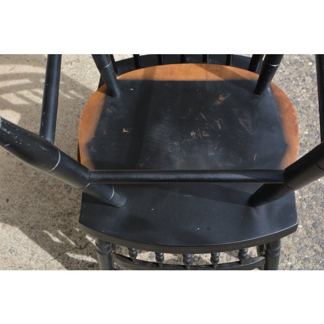 Pair of Mid 20th Century Hitchcock Black W/ Brown Seat Gold Stenciled Fruits Harvest Dining Chairs For Sale - Image 15 of 15