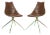 Bailey Mid Century Modern Leather Swivel Dining Chair in Light Brown & Brass - a Pair For Sale