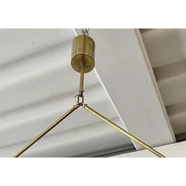 2000 - 2009 Mid-Century Murano Pink Glass and Brass Chandelier, 2000s For Sale - Image 5 of 10