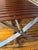 Wood One‑of‑a‑Kind Mahogany Slatted Bench – Custom Brushed Steel Frame Modern Industrial Design For Sale - Image 7 of 12