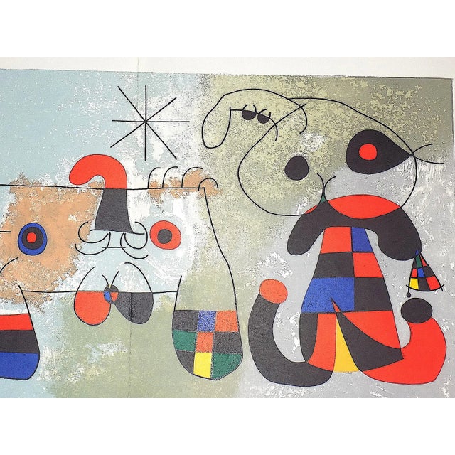 Joan Miró Vintage Mid 20th Century Large Tri-Fold Abstract Joan Miro Color Lithograph From Derriere Le Miroir 36-37-38 (1951) -"Sur Quatre Murs" For Sale - Image 4 of 5