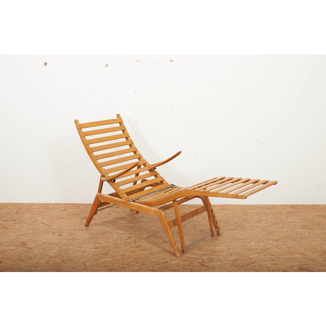 Brown Wooden Lounger with Many Adjustment Options and Frame Foldable For Sale - Image 8 of 15