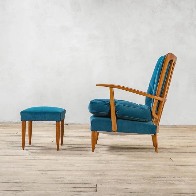 Armchair and Ottoman attributed to Paolo Buffa for Marelli, 1950s, Set of 2, in Good conditions. Designed 1950 to 1959...