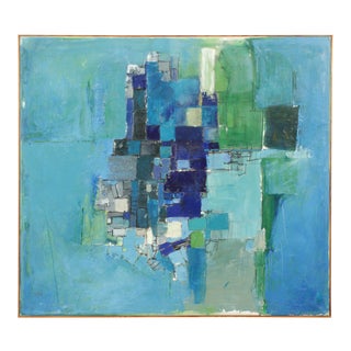 Mid-Century Blue Square Abstract Tommy Hansen For Sale