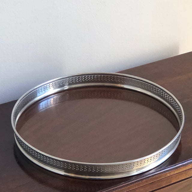 Mid-20th Century Silverplated Openwork Serving Tray For Sale - Image 12 of 12