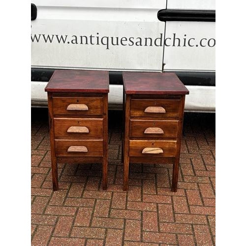 Brown Edwardian Bedside Tables in Oak, Set of 2 For Sale - Image 8 of 12