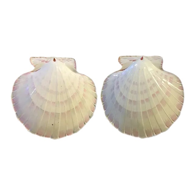 Antique 19th Century Wedgwood Conchology Pearlware Pink Scallop Sea Shell Bowls - a Pair For Sale