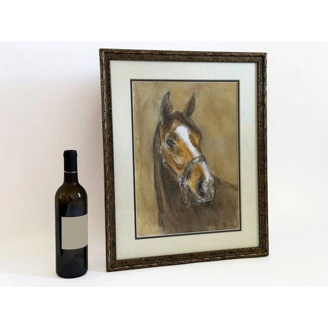 Abstract Vintage Abstract Horse Painting Contemporary "Bright-Eyed Bay" Mixed Medium on Paper, 1990s For Sale - Image 3 of 8