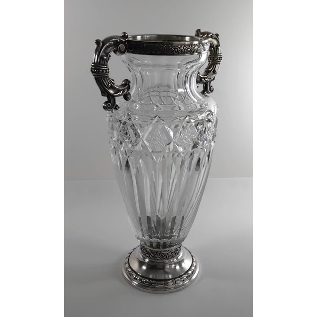 Sterling Silver and Val Saint Lambert Glass Flower Vase For Sale - Image 4 of 7