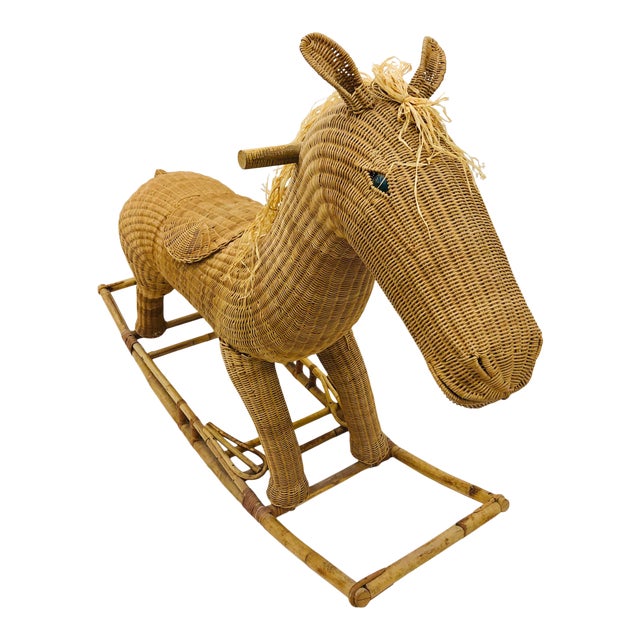 Vintage Wicker & Rattan Rocking Horse Chairish