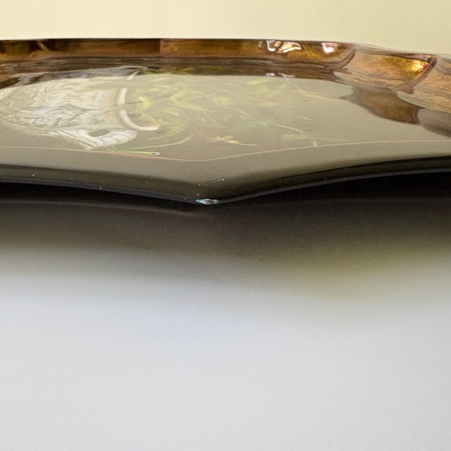 Metal Keller Charles Toleware Serving Tray With Stephanie Hoppen Artwork Featuring Blue and White Porcelain For Sale - Image 7 of 11
