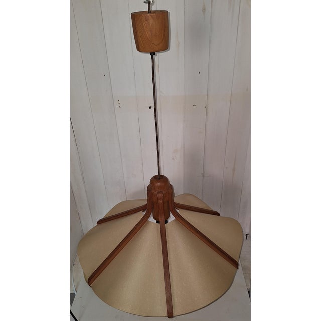 Vintage Pendant Lamp in Teak, 1970s For Sale - Image 4 of 8