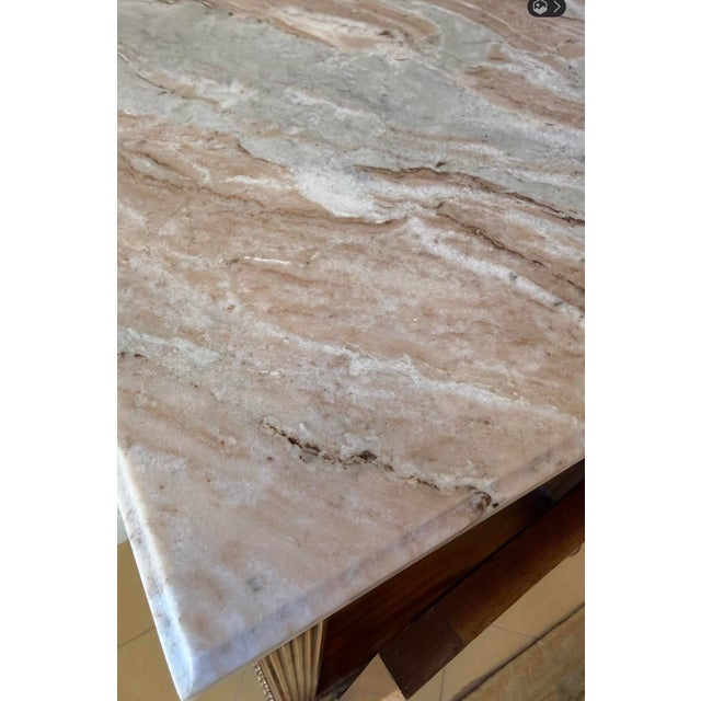 Wood Vintage French Louis XVI Marble Gilt Glass Display Vitrine Cabinet For Sale - Image 7 of 10