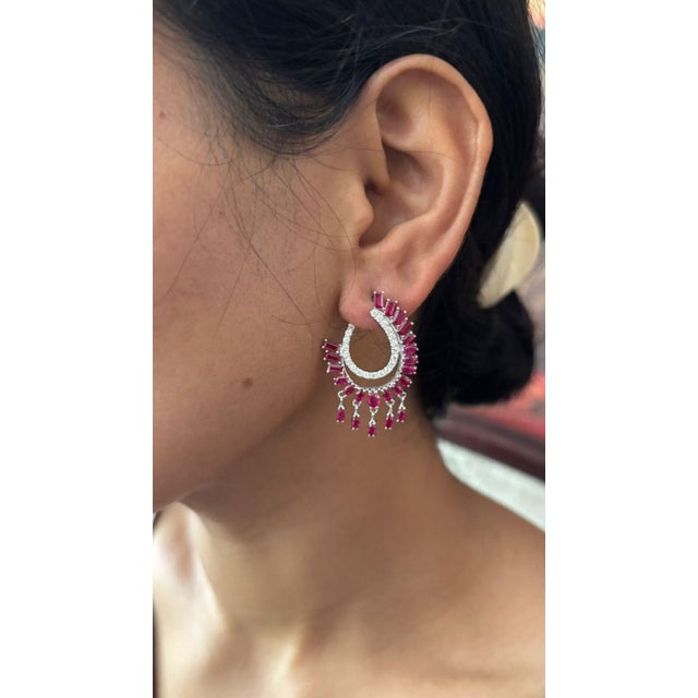 Natural diamond 0.82ctsv & ruby 5.08cts earring in 18k gold For Sale - Image 14 of 18