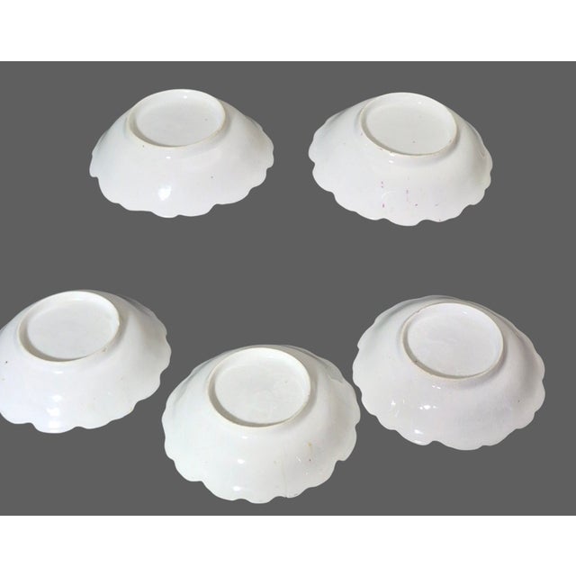 Ceramic Antique Victorian Fine Porcelain Scalloped Edge Painted Floral Berry - Set of Five Bowls For Sale - Image 7 of 9