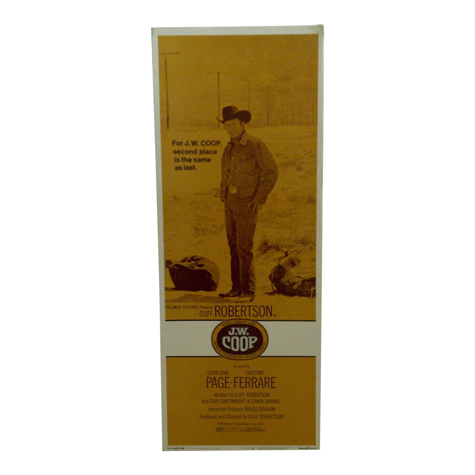 Vintage Movie Poster "j.w. Coop" Cliff Robertson 1972 Chairish