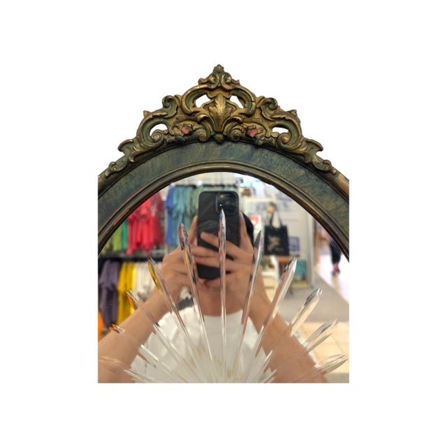 Vintage Arched Pier Mirror With Glass Sunburst Prism – Ornate Gilt Hollywood Regency Wall Mirror. For Sale - Image 11 of 11