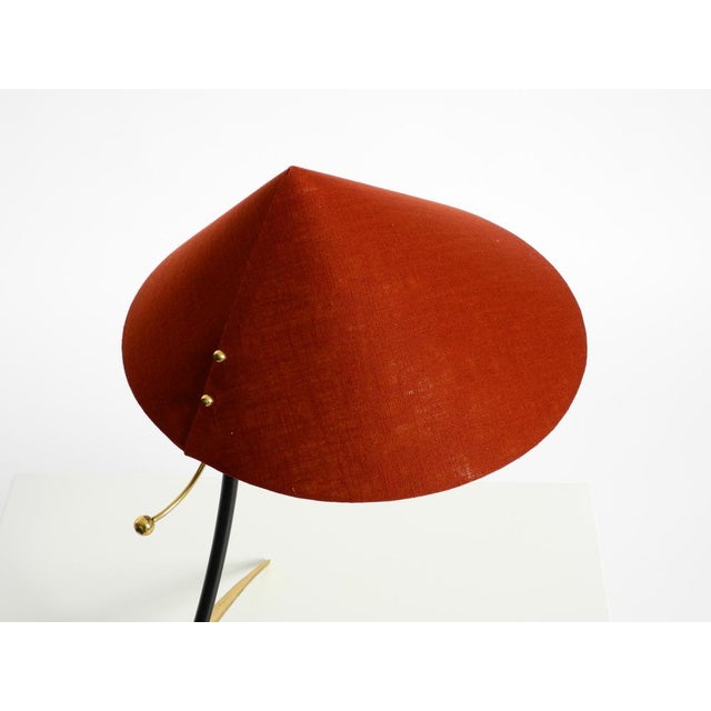 Large Mid-Century Modern Tripod Brass Table Lamp with Fabric Shade from Kalmar, 1950s For Sale - Image 15 of 18