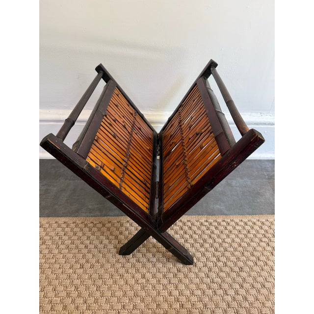 Late 20th Century Asian Bamboo Folding Magazine Rack For Sale - Image 9 of 9