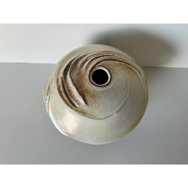 Beige Mid-Century Oragic Italian Decorative Ceramic Glaze Vase For Sale - Image 8 of 12