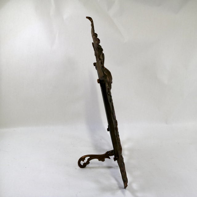 Antique Late 19th Century Rococo Style Ornate Cast Bronze Tabletop Easel Picture Frame For Sale In Cincinnati - Image 6 of 9