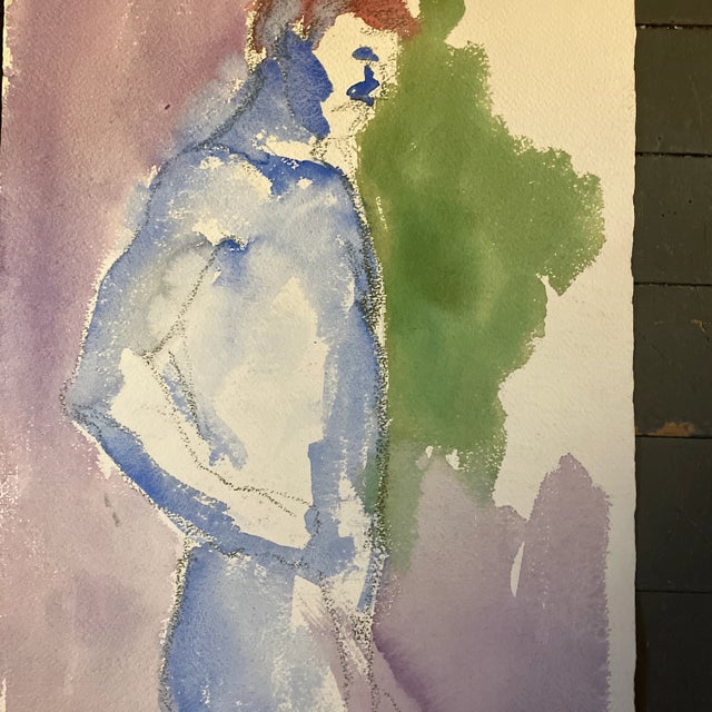 Original watercolor painting/Charcoal Drawing on heavy paper 15 x 22 unframed painting on reverse