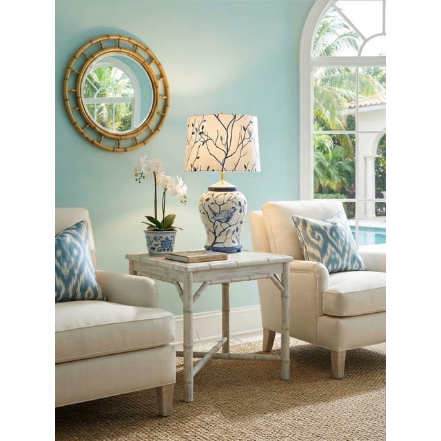 Blue Vintage Italian Hand-Painted Blue & White Ceramic Bird Table Lamp For Sale - Image 8 of 12