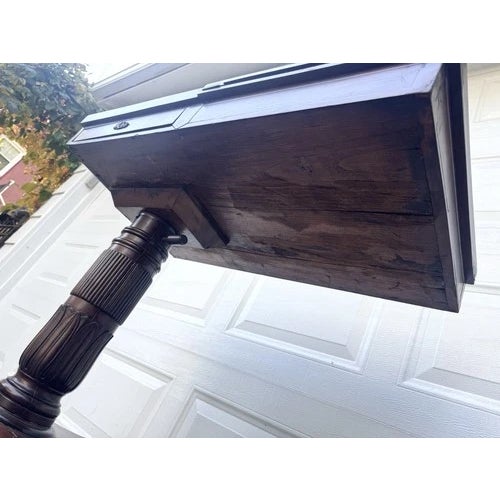 Circa 1840 Mahogany Articulating Architect's Pedestal Desk W/ Drawer & Casters For Sale - Image 12 of 12