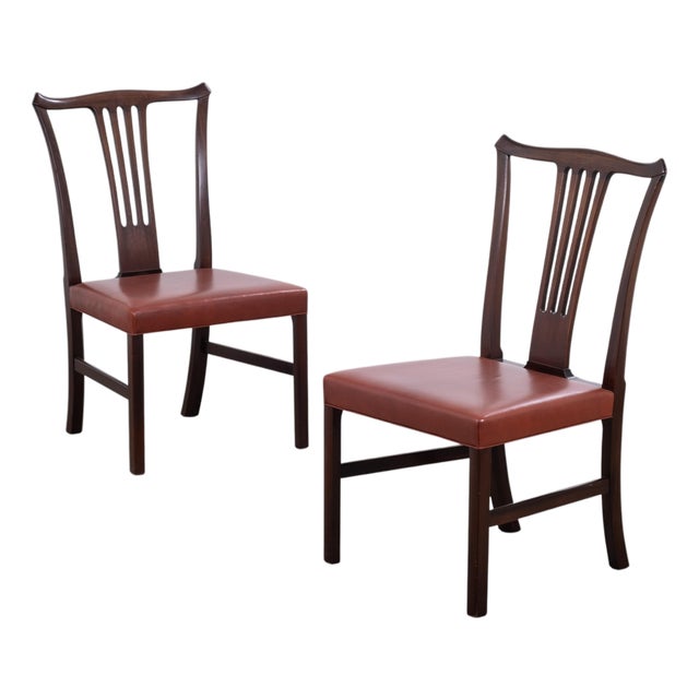 Vintage Mahogany Chairs by Helge Vestergaard Jensen, 1940s, Set of 2 For Sale