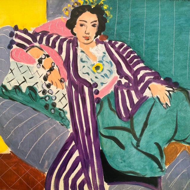 Metal Henri Matisse Vintage 1992 Lithograph Print Framed Exhibition Poster " Small Odalisque in a Purple Robe " 1937 For Sale - Image 7 of 18