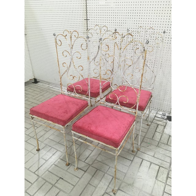 Salterini Style Velvet Seat Chairs - Set of 4 For Sale In Charleston - Image 6 of 7