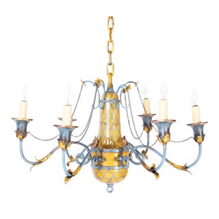 Antique Country French Painted Chandelier For Sale