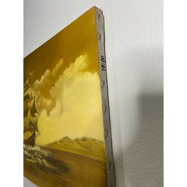 Mid 20th Century Seascape with Clippership Oil Painting For Sale - Image 4 of 5