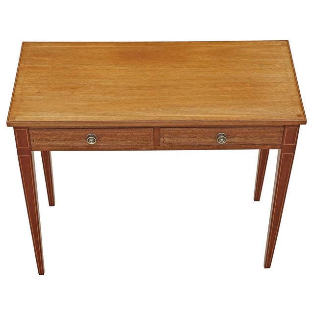 Antique Edwardian Inlaid Satin and Red Walnut Desk or Dressing Table, 1905 For Sale - Image 6 of 12