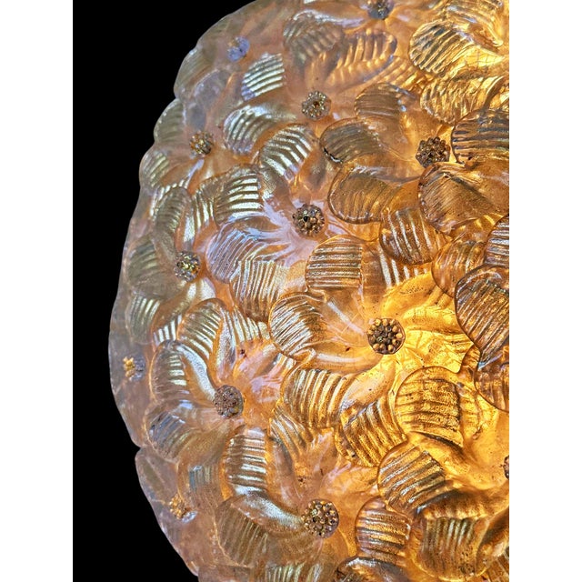 Murano Ceiling Lamp with Flowers with Gold Flecks attributed to Seguso Vetri Darte, 1960s For Sale - Image 10 of 11