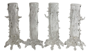 Antique Handblown Clear Crystal Thorn Vases, Czechoslovakia, 1890, Set of 4