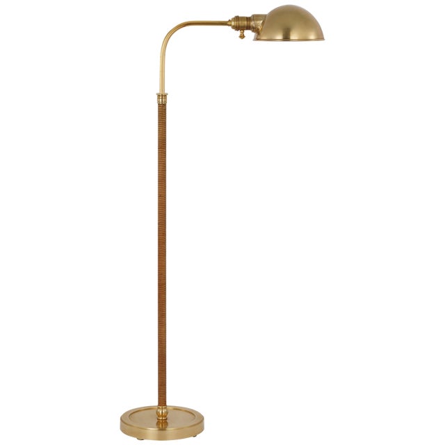 Traditional Chapman & Myers by Visual Comfort Signature Basden Medium Pharmacy Lamp in Antique-Burnished Brass and Natural Rattan For Sale - Image 3 of 3