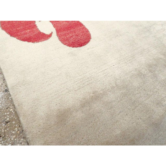 Mid 20th Century Galerie Shabab Collection Mid-20th Century Handmade Persian Art Deco Paisley Scatter Rug in Cream and Red For Sale - Image 5 of 10
