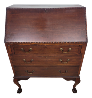 Vintage Writing Secretary in Leather, 1930s