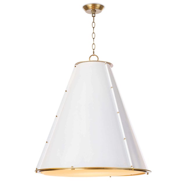 Metal Regina Andrew French Maid Chandelier Large in White and Natural Brass For Sale - Image 7 of 7