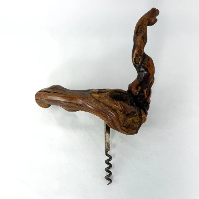 Mid 20th Century Vintage French Grape Vine Wood Corkscrew Wine Bottle Opener For Sale - Image 5 of 5