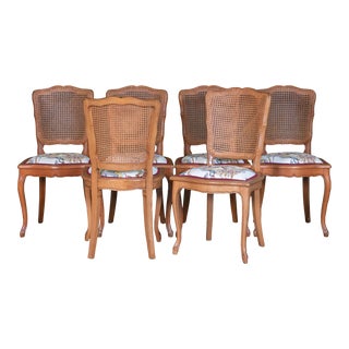 Set of 6 Early 20th Century French Louis XIV Caned Dining Chairs For Sale