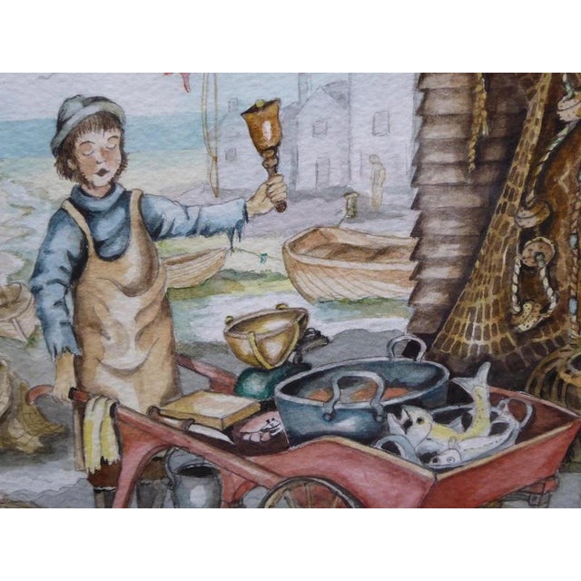 Anthony Palmer, Impressionist Painting of a Fish Seller, 1980, Watercolour For Sale - Image 12 of 14