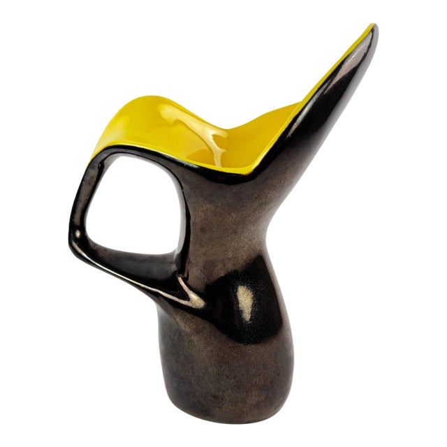 Vintage Ceramidi French Sculptural Ceramic Vase With Yellow Interior For Sale