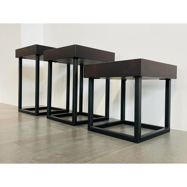 Not Yet Made - Made To Order 3 Iron & Oak Side Tables, Made in the Usa by Cain Studio For Sale - Image 5 of 13